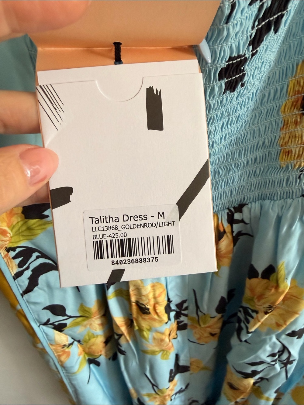 La Ligne Silk Sky Blue Floral Dress with Yellow Accents Size M - Picture 5 of 8